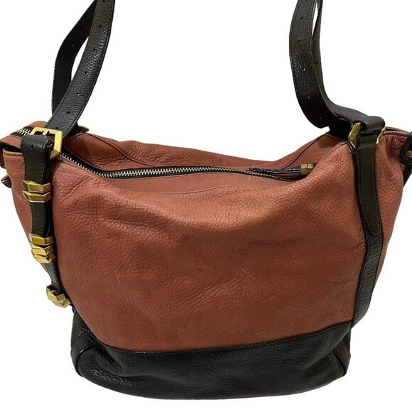 OrYANY Large Multi Pocket Pebble Leather Brown Black Bag - Picture 7 of 16